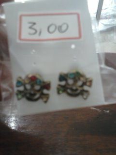Brinco caverinha strass colorido